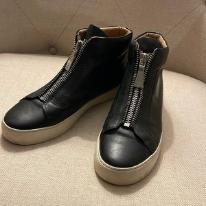 Frye black leather Lena high tops